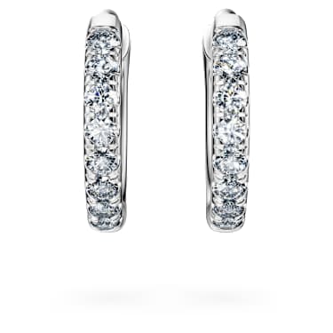 Eternity hoop earrings, Lab-grown diamonds 0.1 ct tw, Round cut, Small, 14K white gold - Swarovski, 5699029