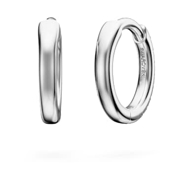 Eternity hoop earrings, Lab-grown diamonds 0.1 ct tw, Round cut, Small, 14K white gold - Swarovski, 5699029