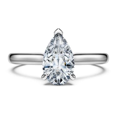 Eternity solitaire ring, Laboratory grown diamonds 1 ct tw, Pear cut, 14K white gold - Swarovski, 5699055