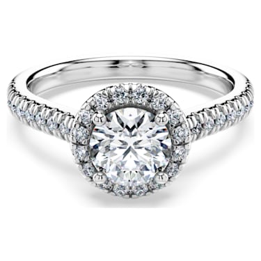 Eternity halo solitaire ring, Laboratory grown diamonds 1.33 ct tw, 14K white gold - Swarovski, 5699073