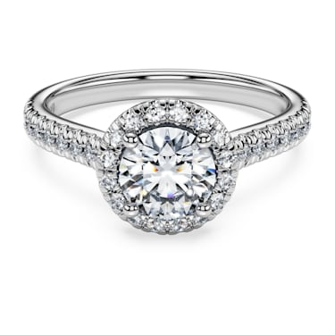 Eternity halo solitaire ring, Laboratory grown diamonds 1.33 ct tw, 14K white gold - Swarovski, 5699073