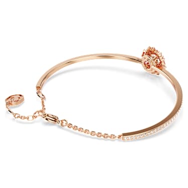 Idyllia bangle, Mixed cuts, Flower, Pink, Rose gold-tone plated - Swarovski, 5699082