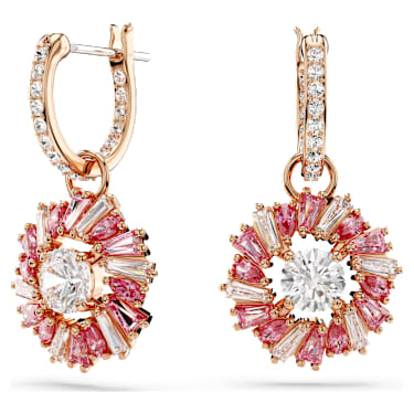 Pendants d'oreilles Idyllia, Tailles variées, Fleur, Rose, Placage de ton or rosé - Swarovski, 5699085