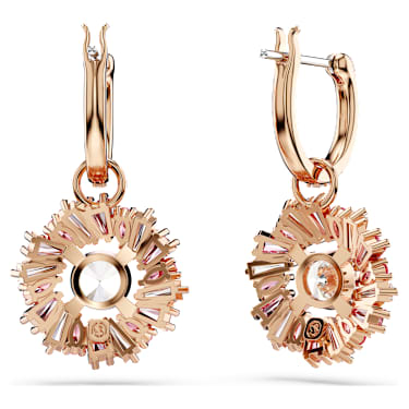 Idyllia drop earrings, Mixed cuts, Flower, Pink, Rose gold-tone plated - Swarovski, 5699085