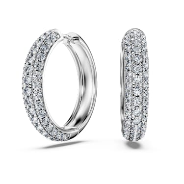 Pendientes de aro Eternity, Diamantes creados en laboratorio (peso total de 2 quilates), Talla redonda, Oro blanco de 18 quilates - Swarovski, 5699134