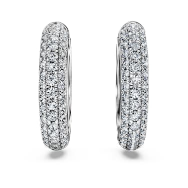 Pendientes de aro Eternity, Diamantes creados en laboratorio (peso total de 2 quilates), Talla redonda, Oro blanco de 18 quilates - Swarovski, 5699134
