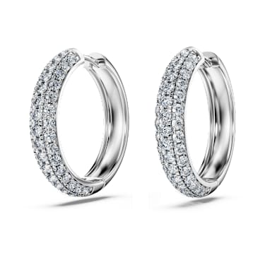 Pendientes de aro Eternity, Diamantes creados en laboratorio (peso total de 2 quilates), Talla redonda, Oro blanco de 18 quilates - Swarovski, 5699134