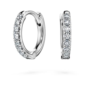 Eternity halka küpeler, Laboratuvarda üretilmiş elmaslar 0,1 karat toplam ağırlık, Yuvarlak şekil, Küçük, 18k beyaz altın - Swarovski, 5699135