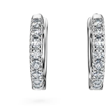 Eternity halka küpeler, Laboratuvarda üretilmiş elmaslar 0,1 karat toplam ağırlık, Yuvarlak şekil, Küçük, 18k beyaz altın - Swarovski, 5699135