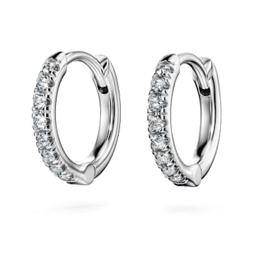 Eternity 후프 이어링, 랩 그로운 다이아몬드 0.1ct tw, 라운드 쉐입, 스몰, 18K 화이트 골드 - Swarovski, 5699135