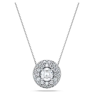 Eternity Strahlenkranz Solitär-Anhänger, Im Labor gezüchtete Diamanten 2 ct tw, Rundschliff, 18K Weißgold - Swarovski, 5699182