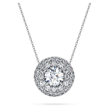 Eternity halo solitaire pendant, Lab-grown diamonds 2 ct tw, Round shape, 18K white gold - Swarovski, 5699182