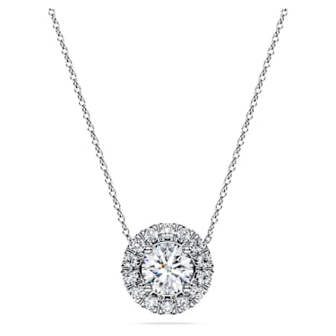 Pingente solitário com halo Eternity, Diamantes criados em laboratório 1 ct tw, Modelo redondo, Ouro branco de 18 quilates - Swarovski, 5699183