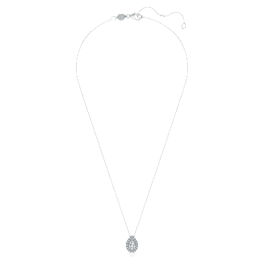 Obesek z enim kamnom in halojem Eternity, Laboratorijsko gojeni diamanti 1 ct tw, Rezano v obliki kaplje, 18-karatno belo zlato - Swarovski, 5699184