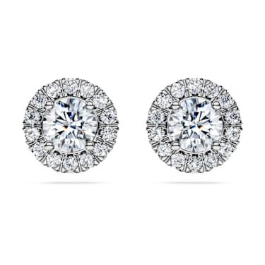 Eternity 헤일로 스터드 이어링, 랩 그로운 다이아몬드 2ct tw, 라운드 쉐입, 18K 화이트 골드 - Swarovski, 5699185