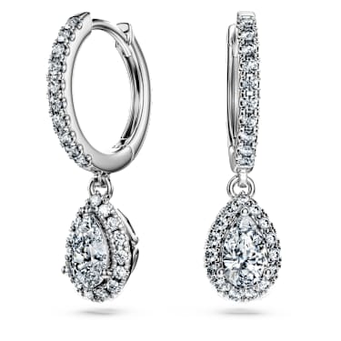 Eternity damla küpeler, Laboratuvarda üretilmiş elmaslar 1,25 karat toplam ağırlık, Armut şekli, 18k beyaz altın - Swarovski, 5699186