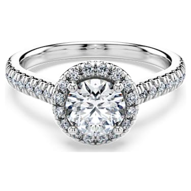 Eternity halo solitaire ring, Lab-grown diamonds 1.33 ct tw, Round cut, 18K white gold - Swarovski, 5699187