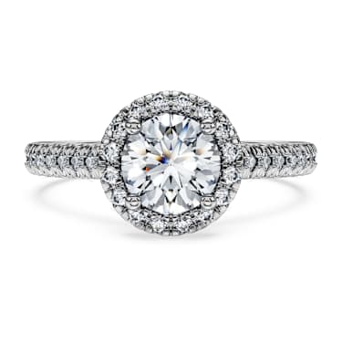 Eternity halo solitaire ring, Lab-grown diamonds 1.33 ct tw, Round cut, 18K white gold - Swarovski, 5699187