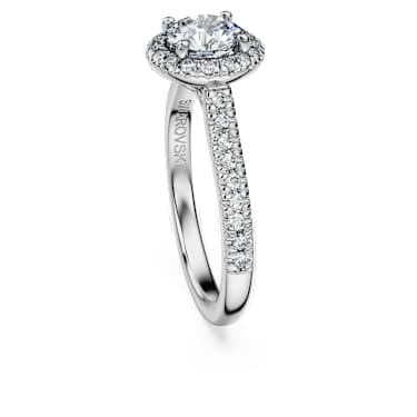 Eternity halo solitaire ring, Lab-grown diamonds 1.33 ct tw, Round cut, 18K white gold - Swarovski, 5699187