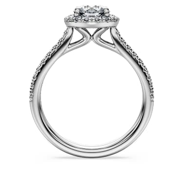 Eternity halo solitaire ring, Lab-grown diamonds 1.33 ct tw, Round cut, 18K white gold - Swarovski, 5699187