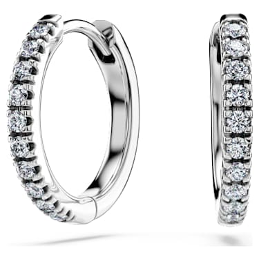 Eternity 大圈耳环, 总重 0.2 克拉培育钻石, 圆形, 中号, 18K 金（白色) - Swarovski, 5699555