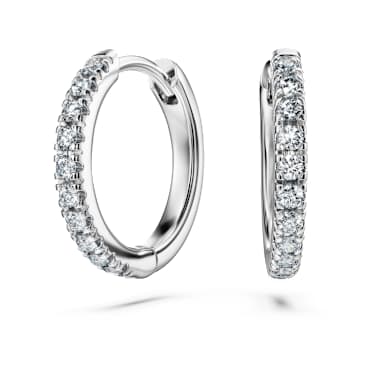 Eternity 大圈耳环, 总重 0.2 克拉培育钻石, 圆形, 中号, 18K 金（白色) - Swarovski, 5699555