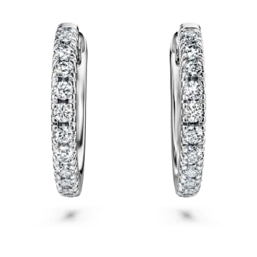 Eternity 大圈耳环, 总重 0.2 克拉培育钻石, 圆形, 中号, 18K 金（白色) - Swarovski, 5699555