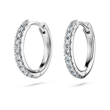 Eternity 大圈耳环, 总重 0.2 克拉培育钻石, 圆形, 中号, 18K 金（白色) - Swarovski, 5699555