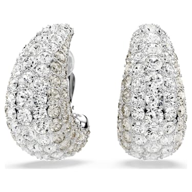 Boucles d'oreilles clip Sublima, Taille ronde, Blanches, Métal rhodié - Swarovski, 5699564