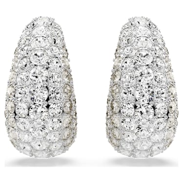 Boucles d'oreilles clip Sublima, Taille ronde, Blanches, Métal rhodié - Swarovski, 5699564