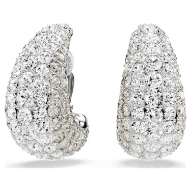 Boucles d'oreilles clip Sublima, Taille ronde, Blanches, Métal rhodié - Swarovski, 5699564