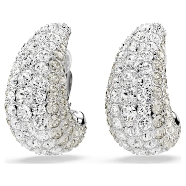 Boucles d'oreilles clip Sublima, Taille ronde, Blanches, Métal rhodié - Swarovski, 5699564