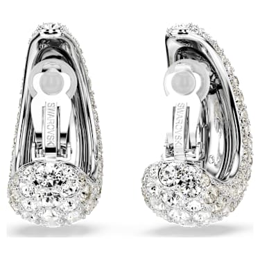 Boucles d'oreilles clip Sublima, Taille ronde, Blanches, Métal rhodié - Swarovski, 5699564