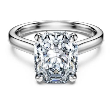 Eternity solitaire ring, Lab-grown diamonds 3 ct tw, Octagon shape, 18K white gold - Swarovski, 5699573