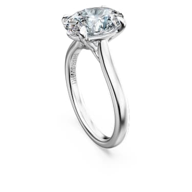 Eternity solitaire ring, Lab-grown diamonds 3 ct tw, Oval shape, 18K white gold - Swarovski, 5699594