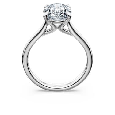 Eternity solitaire ring, Lab-grown diamonds 3 ct tw, Oval shape, 18K white gold - Swarovski, 5699594
