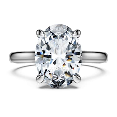 Eternity solitaire ring, Lab-grown diamonds 3 ct tw, Oval shape, 18K white gold - Swarovski, 5699595