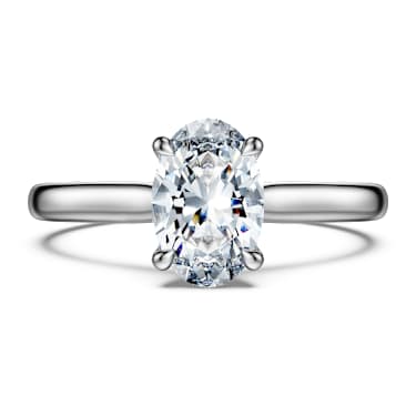 Eternity solitaire ring, Lab-grown diamonds 1 ct tw, Oval shape, 18K white gold - Swarovski, 5699606
