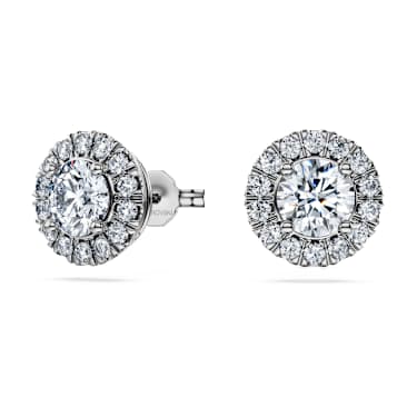 Eternity 헤일로 스터드 이어링, 랩 그로운 다이아몬드 2ct tw, 라운드 쉐입, 14K 화이트 골드 - Swarovski, 5699845