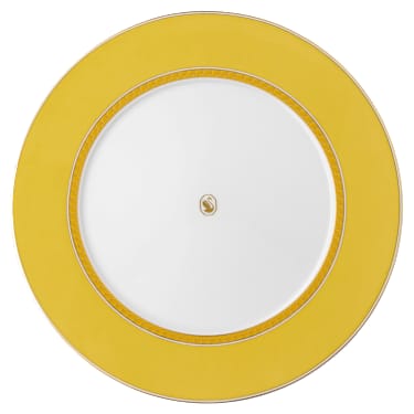 Plato llano Signum, Porcelana, Amarillo - Swarovski, 5699988