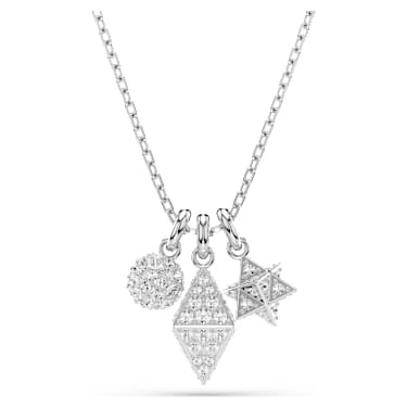 Dextera 鏈墜, 圓形切割, 球體和方塊, 白色, 鍍白金色 - Swarovski, 5700288