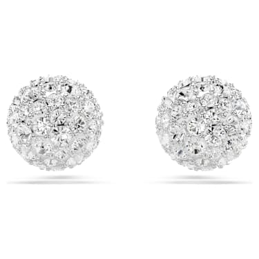 Dextera Ohrstecker, Rundschliff, Weiß, Rhodiniert - Swarovski, 5700290
