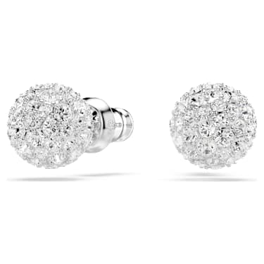 Dextera Ohrstecker, Rundschliff, Weiß, Rhodiniert - Swarovski, 5700290