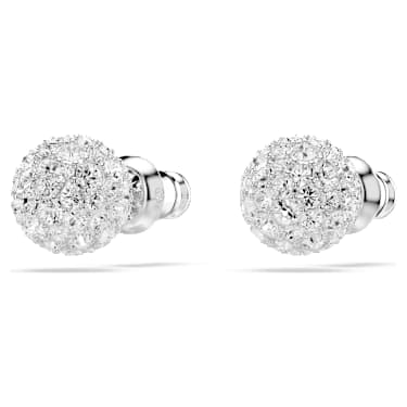 Clous d'oreilles Dextera, Taille ronde, Blanches, Métal rhodié - Swarovski, 5700290