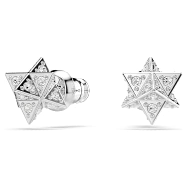 Peckové náušnice Dextera, Kulatý výbrus, Hvězda, Bílá, Pokoveno rhodiem - Swarovski, 5700322