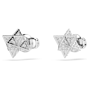 Dextera Ohrstecker, Rundschliff, Stern, Weiß, Rhodiniert - Swarovski, 5700322