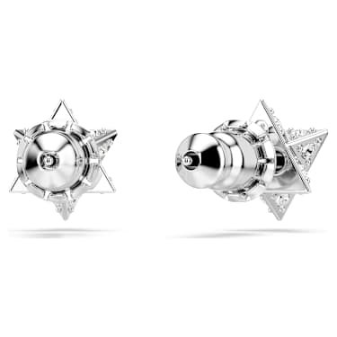 Peckové náušnice Dextera, Kulatý výbrus, Hvězda, Bílá, Pokoveno rhodiem - Swarovski, 5700322