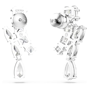 Matrix 드롭 이어링, 믹스 컷, 화이트, 로듐 플래팅 - Swarovski, 5700418