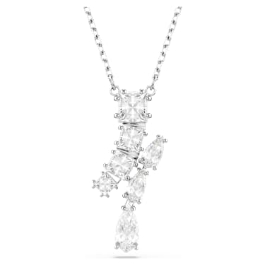 Colgante Matrix, Tallas mixtas, Blanco, Baño de rodio - Swarovski, 5700420