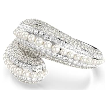 Manšeta Sublima, Statement, Kristalni biser, Okrogli rez, Bela, Prevleka iz rodija - Swarovski, 5700925